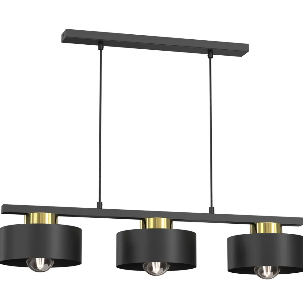 XXL Pendelleuchte Metall Schwarz Gold L:81 cm E27 Loft