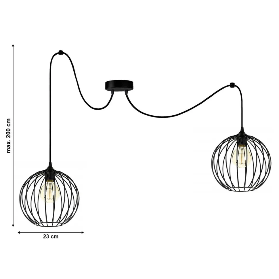XXL Spider Hängelampe Draht Kugeln Metall E27 L:400 cm
