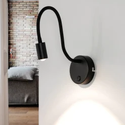 Zeitlose LED Wandlampe Schwarz Metall flexibler Arm